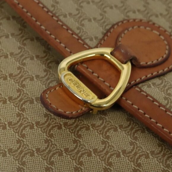 CELINE Macadam Canvas Shoulder Bag Beige Gold - Picture 8 of 16